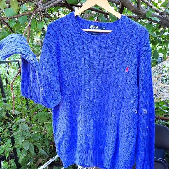 Vintage POLO Ralph Lauren Cotton Cable Knit Crew Sweater XL